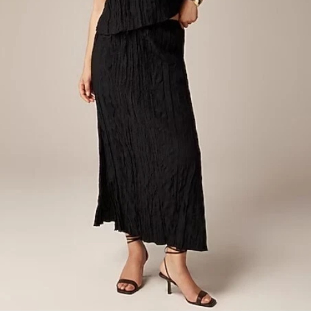 J. Crew Crinkle Side Split Pull On Skirt in Black Tie - Size Large